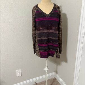 Nanette Lepore Multicolor Striped V-Neck Sweater